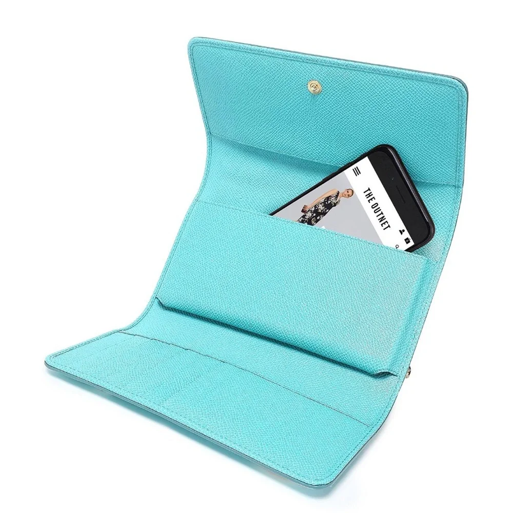Dolce & Gabbana Turquoise Floral Embellished Top-Handle Clutch